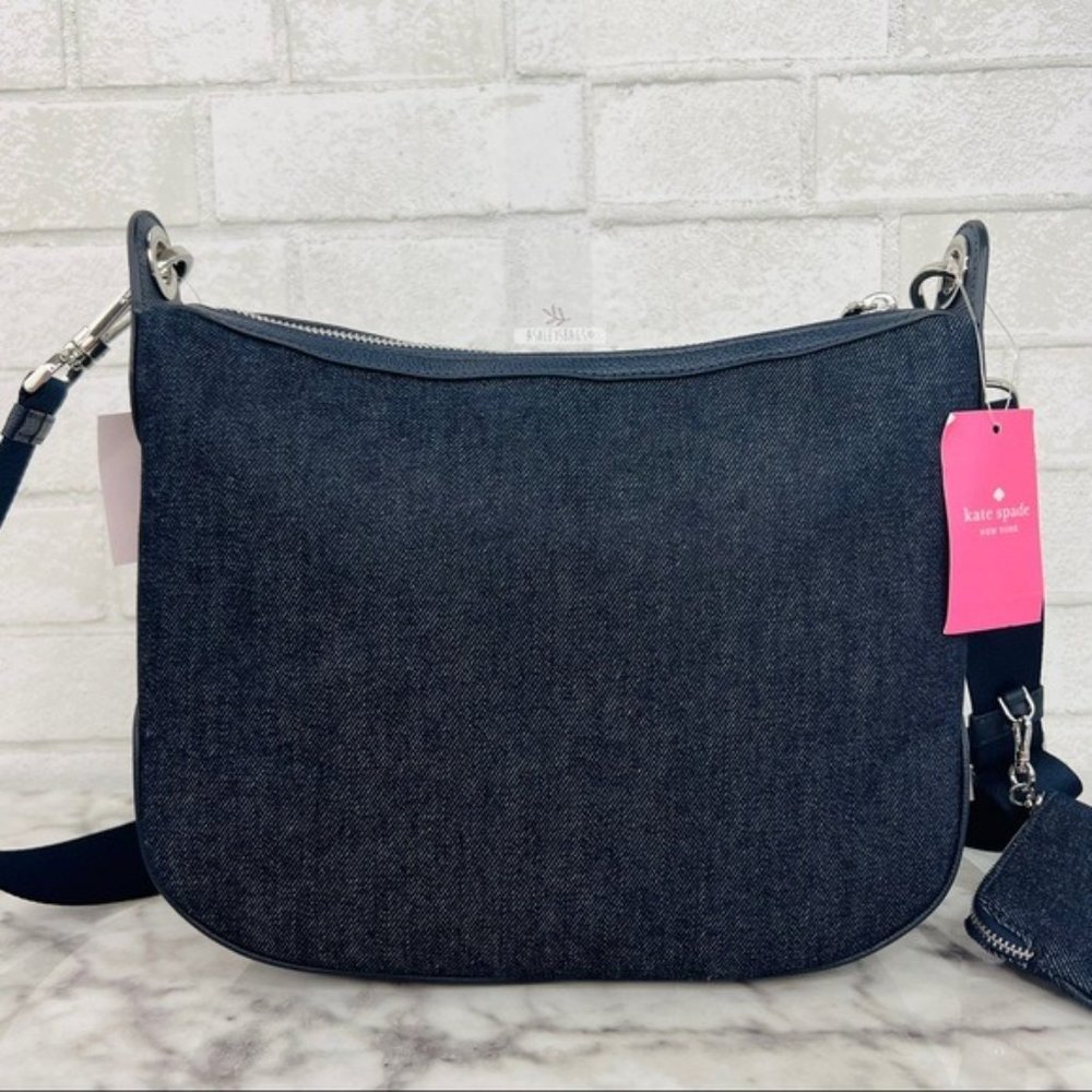 Kate Spade Denim Cherry Embroidered Rosie CrossbodyShoulder Bag & Coin Purse - Picture 2 of 11